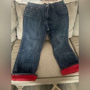 J. Crew Men's Dark Denim Flannel Jeans